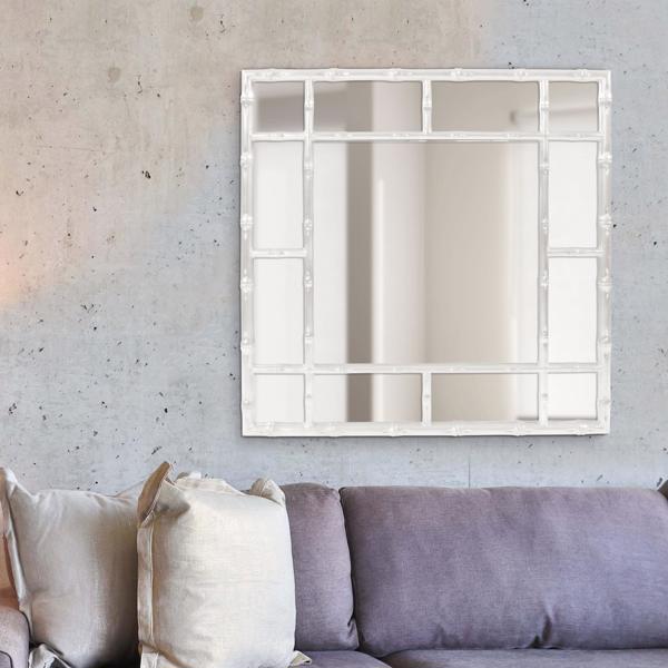Vinyl Wall Covering Mirrors Mirrors Bamboo Mirror - Glossy White