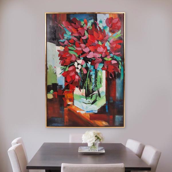 Vinyl Wall Covering Wall Art Wall Art Red Tulips In Vase Hand Painted Original Art