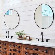 Van Buren Brushed Black Round Mirror