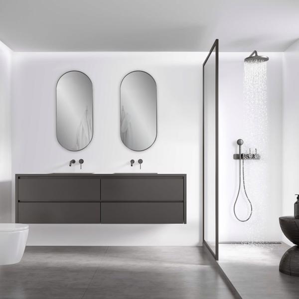 Vinyl Wall Covering Mirrors Mirrors Steele Capsule Mirror in Brushed Silver