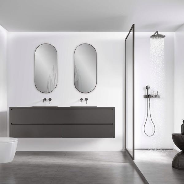 Vinyl Wall Covering Mirrors Mirrors Steele Capsule Mirror in Brushed Brass
