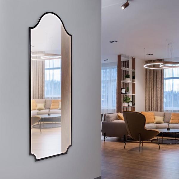 Vinyl Wall Covering Mirrors Mirrors Bosworth Brushed Black Shield Mirror - Tall