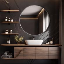 Steele Polished Silver Round Mirror