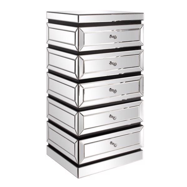 Vinyl Wall Covering Accent Furniture Accent Furniture 5-Tiered Mirrored Tower with Drawers