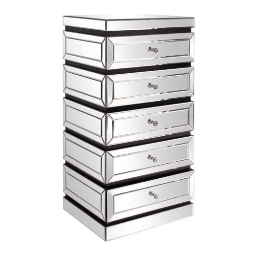  Accent Furniture Accent Furniture 5-Tiered Mirrored Tower with Drawers