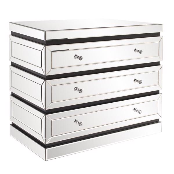 Vinyl Wall Covering Accent Furniture Accent Furniture 3-Tiered Mirrored Cabinet w/ Drawers