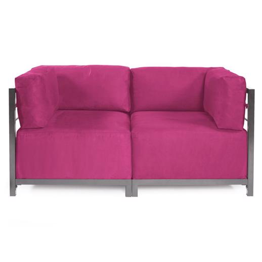  Accent Furniture Accent Furniture Axis 2pc Sectional Regency Fuchsia Titanium Frame