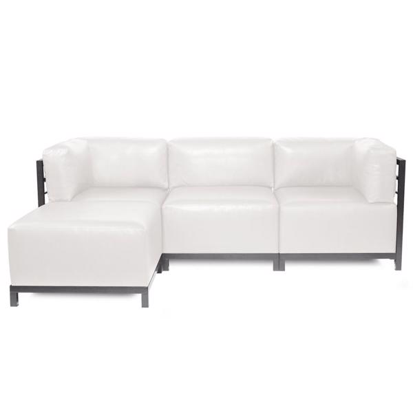 Vinyl Wall Covering Accent Furniture Accent Furniture Axis 4pc Sectional Avanti White Titanium Frame