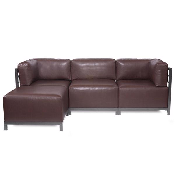 Vinyl Wall Covering Accent Furniture Accent Furniture Axis 4pc Sectional Avanti Pecan Titanium Frame