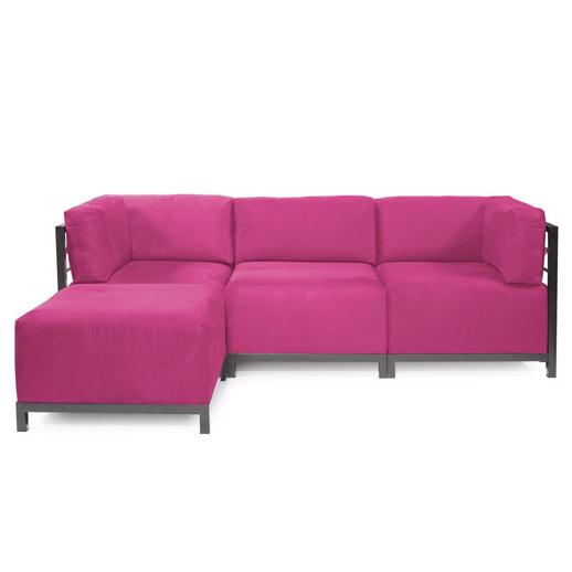  Accent Furniture Accent Furniture Axis 4pc Sectional Regency Fuchsia Titanium Frame