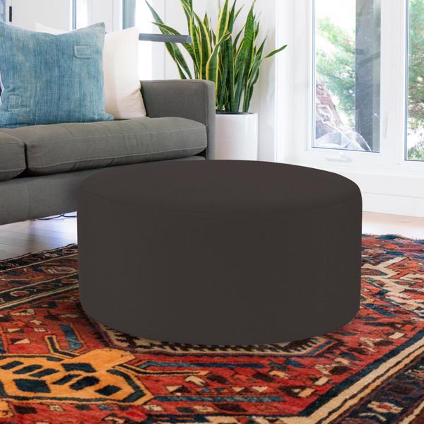 Vinyl Wall Covering Outdoor Outdoor Universal Round Ottoman Seascape Charcoal