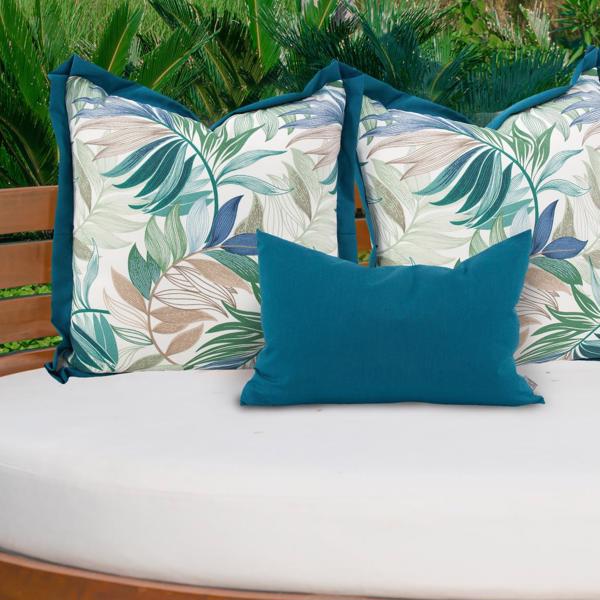 Vinyl Wall Covering Outdoor Outdoor 20 x 20 Outdoor Pillow Fern Indigo - Poly Insert