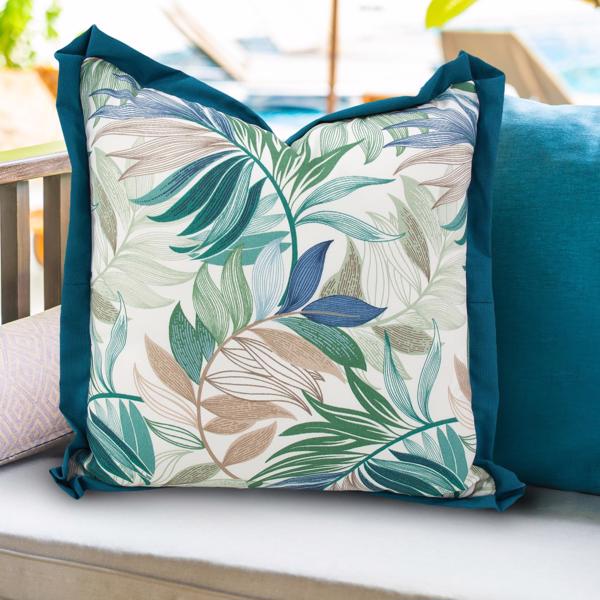 Vinyl Wall Covering Outdoor Outdoor 24 x 24 Outdoor Pillow Fern Indigo - Poly Insert