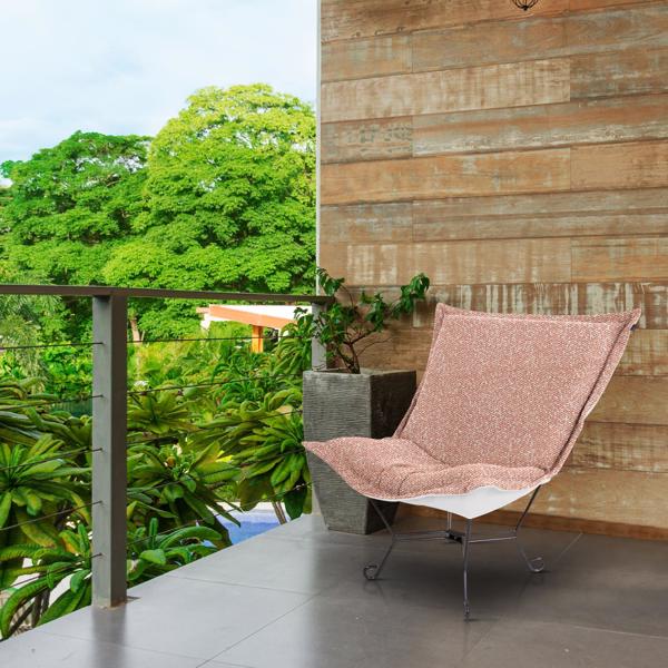 Vinyl Wall Covering Outdoor Outdoor Patio Scroll Puff Chair Titanium, Alicante Blush