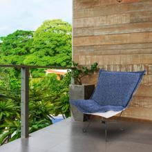 Patio Scroll Puff Chair Titanium, Alicante Indigo