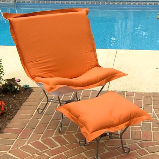  Outdoor Outdoor Scroll Puff Chair Seascape Canyon Titanium Frame