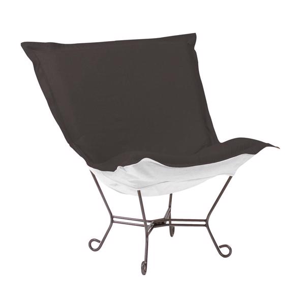 Vinyl Wall Covering Outdoor Outdoor Scroll Puff Chair Seascape Charcoal Titanium Frame