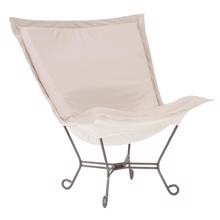 Scroll Puff Chair Seascape Sand Titanium Frame