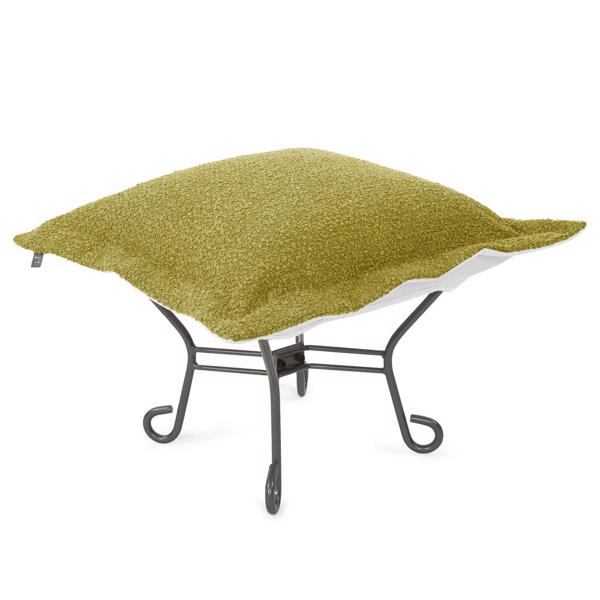 Vinyl Wall Covering Outdoor Outdoor Patio Scroll Puff Ottoman Titanium, Alicante Moss