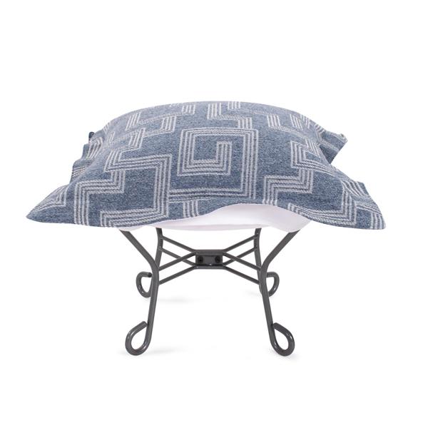 Vinyl Wall Covering Outdoor Outdoor Indoor/Outdoor Puff Scroll Ottoman Syros Denim