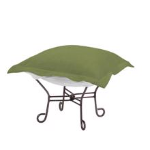 Scroll Puff Ottoman Seascape Moss Titanium Frame