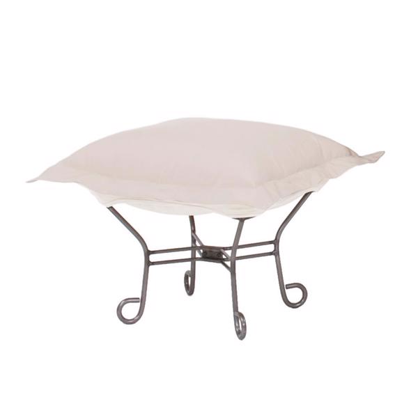 Vinyl Wall Covering Outdoor Outdoor Scroll Puff Ottoman Seascape Sand Titanium Frame