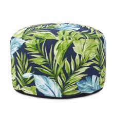 Outdoor Round Foot Pouf Cardoon Indigo