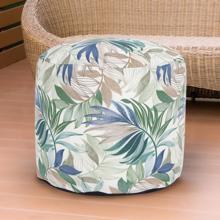 Outdoor Round Tall Pouf Fern Indigo