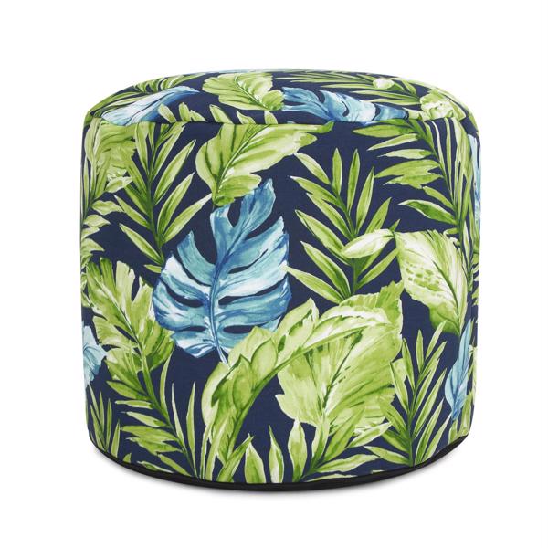 Vinyl Wall Covering Outdoor Outdoor Outdoor Round Tall Pouf Cardoon Indigo