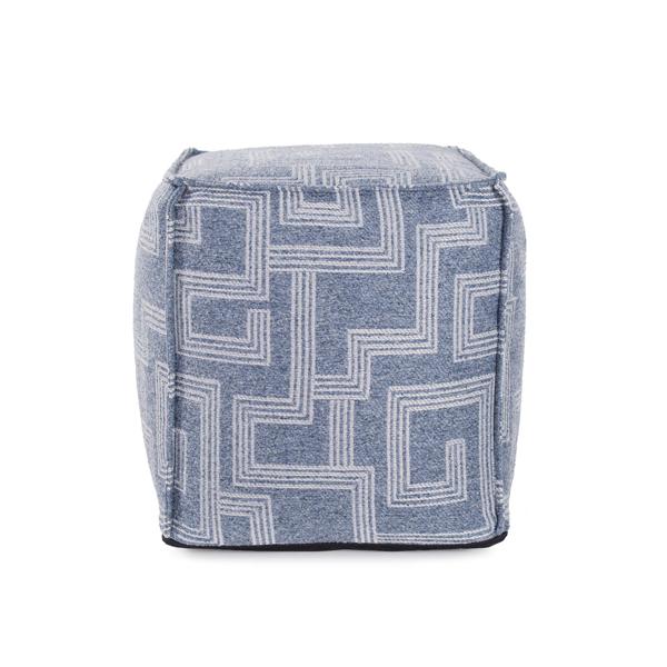 Vinyl Wall Covering Outdoor Outdoor Tall Square Indoor/Outdoor Pouf Syros Denim