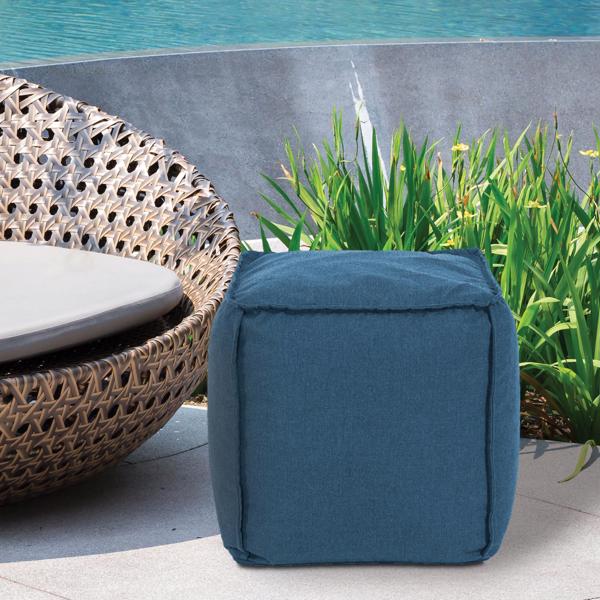 Vinyl Wall Covering Outdoor Outdoor Square Pouf Seascape Turquoise