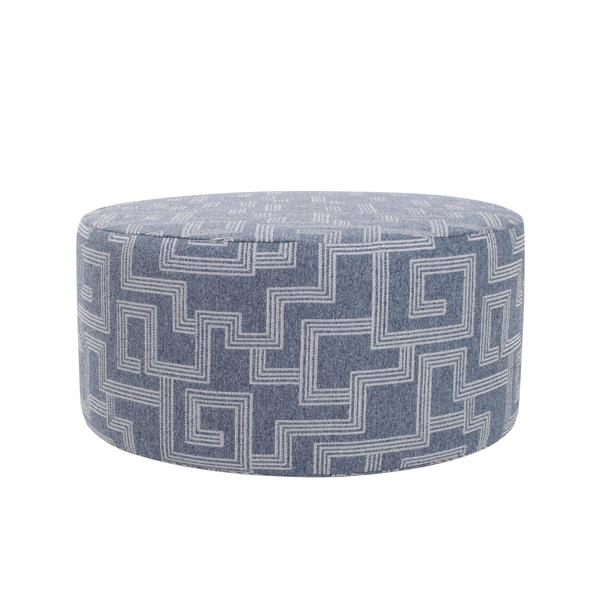 Vinyl Wall Covering Outdoor Outdoor Indoor/Outdoor Universal Round Ottoman Syros Denim Cover Only
