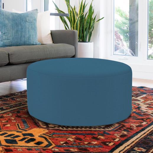  Outdoor Outdoor Universal Round Ottoman Cover Seascape Turquoise (