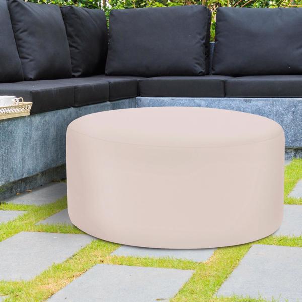 Vinyl Wall Covering Outdoor Outdoor Universal Round Ottoman Cover Seascape Sand (Cover