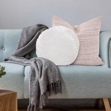 18 Round Pillow Amaron Bone Crushed Velvet