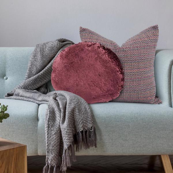 Vinyl Wall Covering Textiles Textiles 18 Round Pillow Amaron Raisin Crushed Velvet