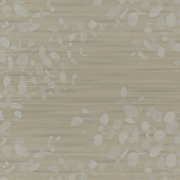 Vinyl Wall Covering Genon Contract Shadow Leaves Golden Grey