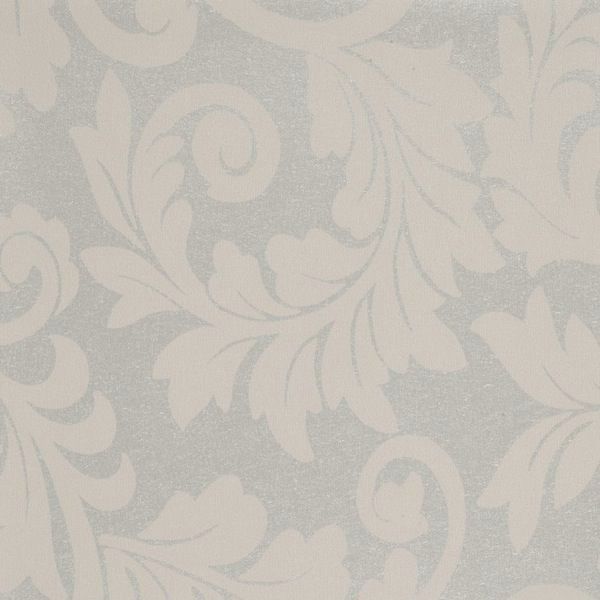 Vinyl Wall Covering Vycon Contract Tiara Scroll Silver Mist