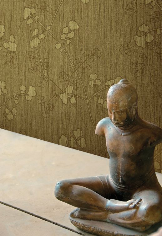 Vinyl Wall Covering Bolta Contract Ginkgo Midnight Moon Room Scene