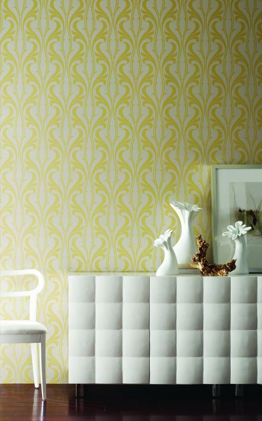 Vinyl Wall Covering Candice Olson Contract Fanciful Citron Room Scene