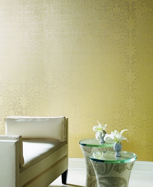 Vinyl Wall Covering Candice Olson Couture Dazzling Ashanti Linen Room Scene