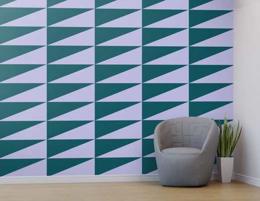 Vinyl Wall Covering Digital Curated Matte Hypnotic Turquoise Room Scene
