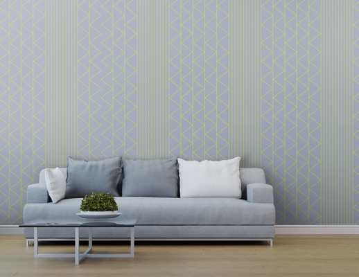 Vinyl Wall Covering Digital Curated Matte Vision Cerulean Room Scene
