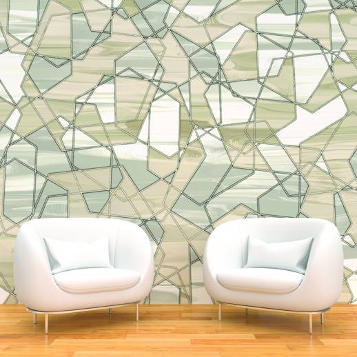 Vinyl Wall Covering Digital Curated Metallic Oracle Taupe Room Scene