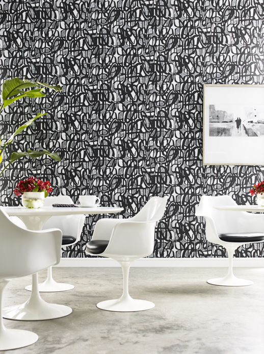 Vinyl Wall Covering Esquire Vox Charcoal Room Scene