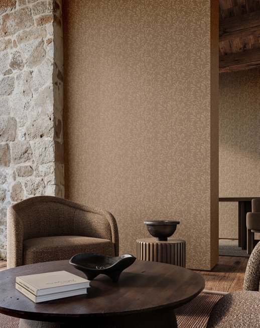Vinyl Wall Covering Genon Contract Sage & Thyme CIDER ROSE Room Scene