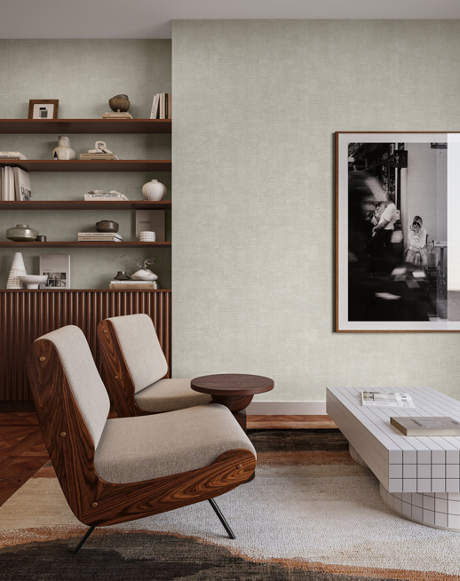 Vinyl Wall Covering Genon Contract Stone Walk Dune White Room Scene