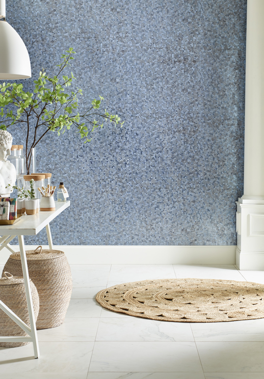 Specialty Wallcovering Handcrafted Celestine Lapis Room Scene