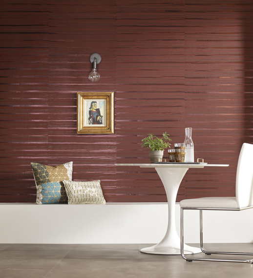 Vinyl Wall Covering Handcrafted Rosetta Rouge Room Scene