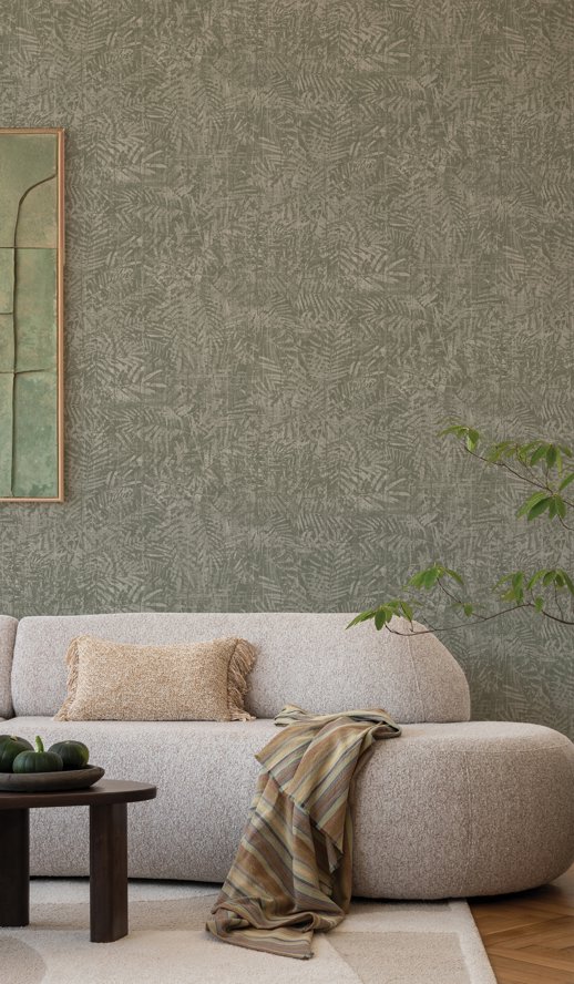 Vinyl Wall Covering Invinci Kew Gardens Blue Ink Room Scene